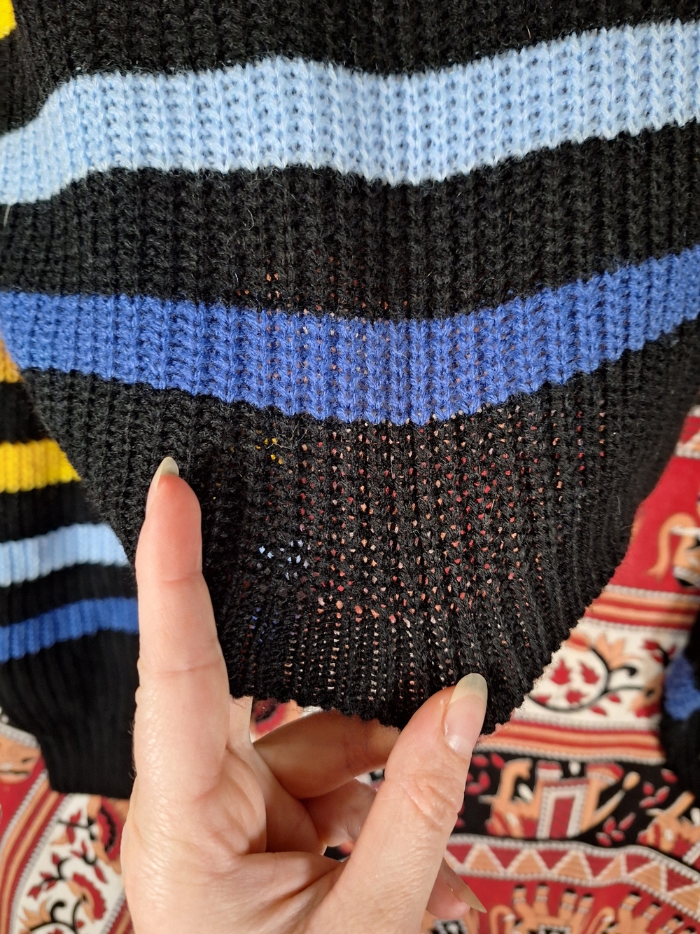 SOLD Shein Rainbow Stripe Knit Cropped Drop Shoulder Sweater - Picture 4 of 8
